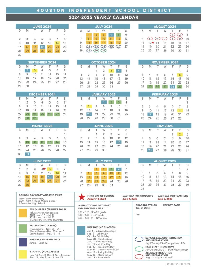 MILE Bilingual School Holidays Calendar