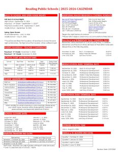 Reading Public Schools Calendar 2025 2026 High Schools