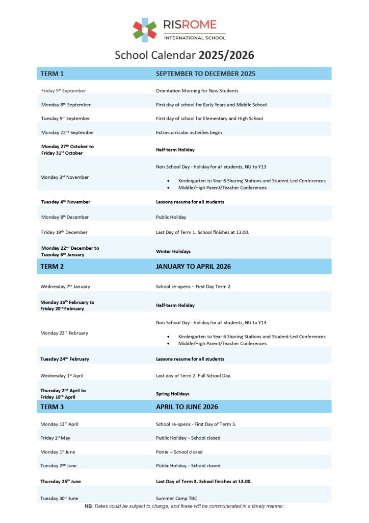 Ambrit International School Calendar 2025
