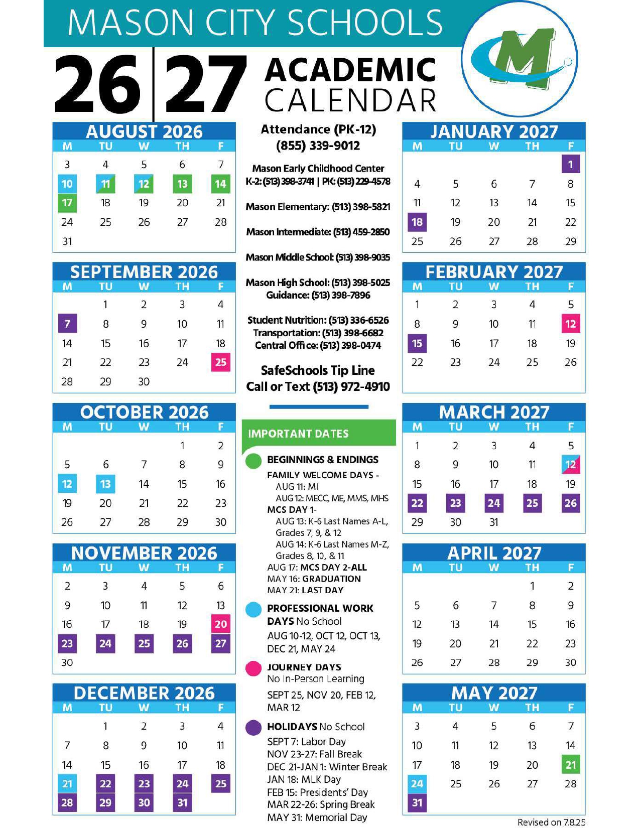 Mason City Schools Calendar 2026